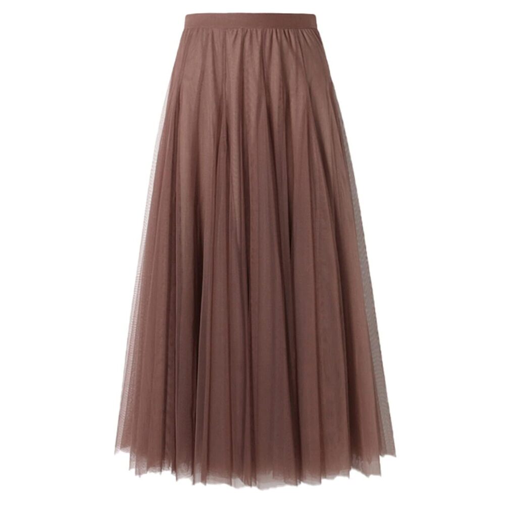 8487 Tulle Skirts , Elastic High Waist A Line Basic Long Tutu Layered Mesh